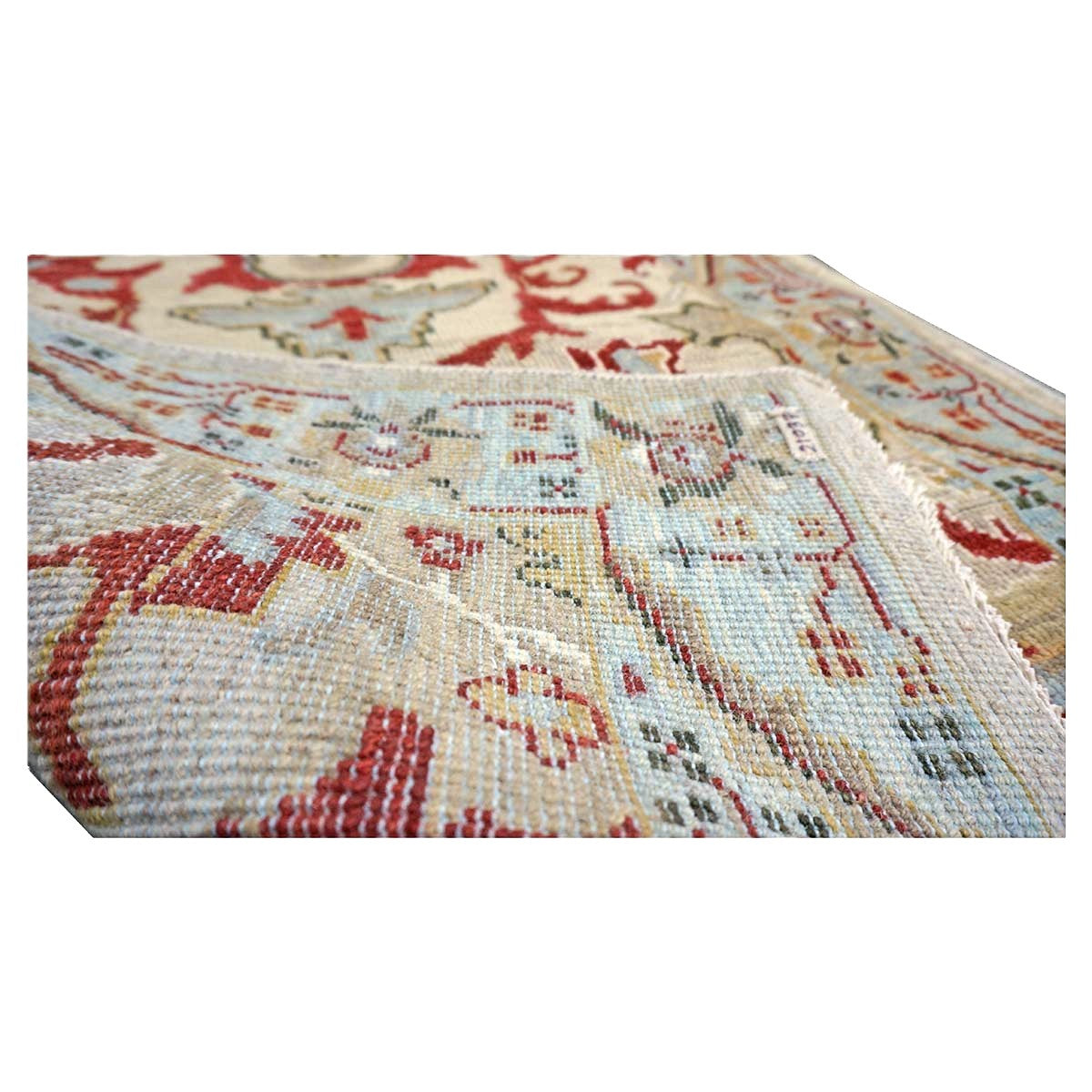 Afghan Sultanabad Wool 3x10 Tan, Red & Light Blue Handmade Runner Rug #1144042