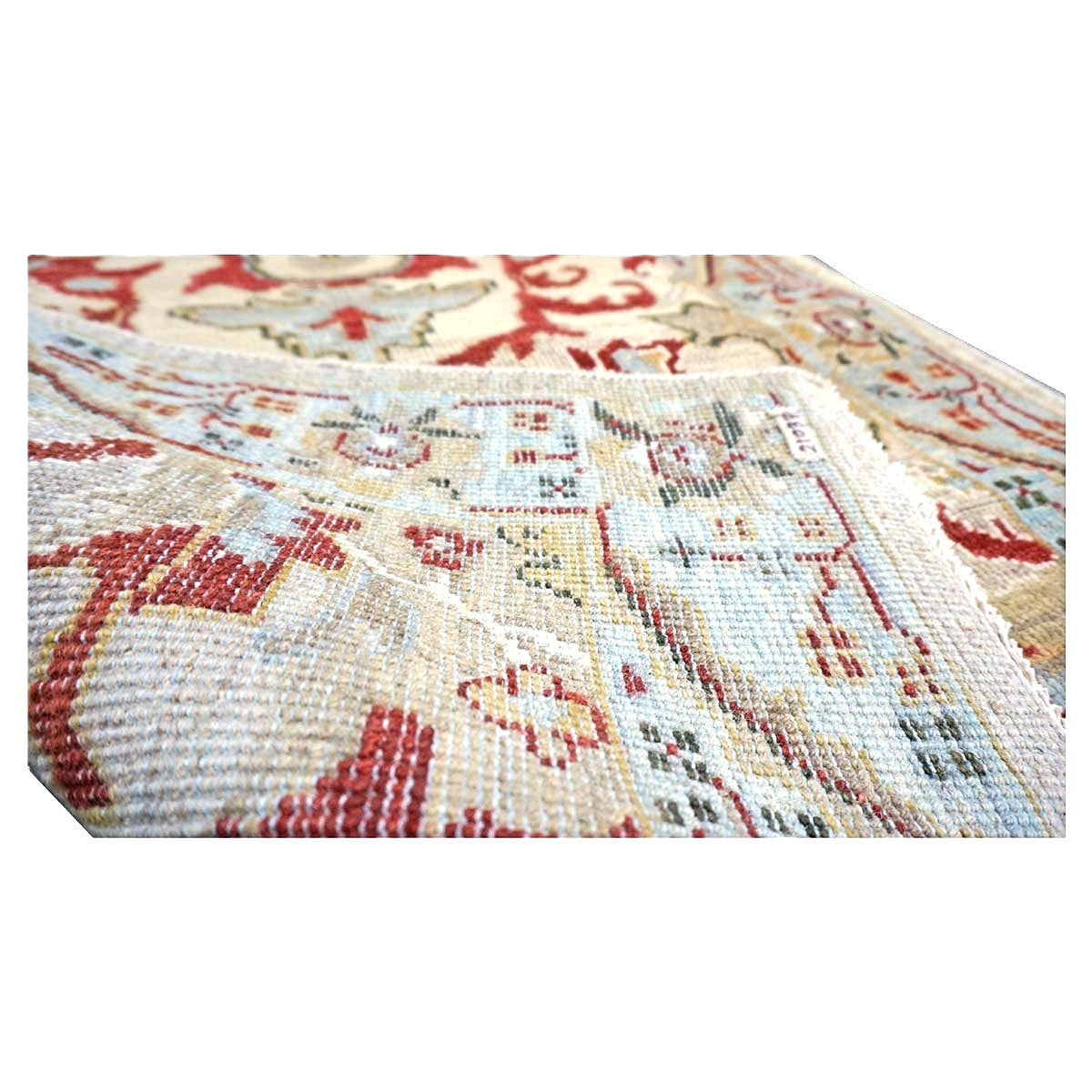 Afghan Sultanabad Wool 3x10 Tan, Red & Light Blue Handmade Runner Rug #1144042