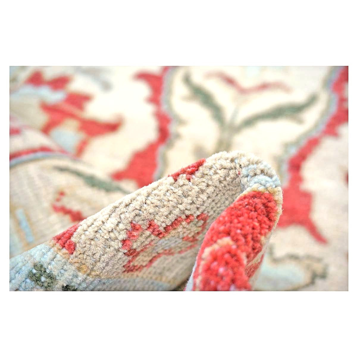 Afghan Sultanabad Wool 3x10 Tan, Ivory, Red & Light Blue Handmade Area Rug #1144044