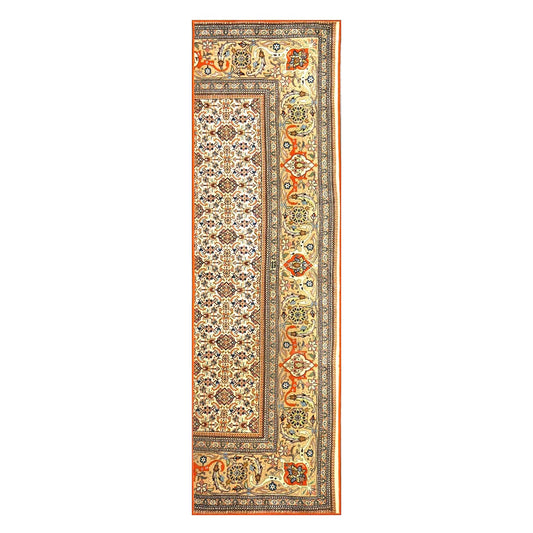 Vintage Persian Tabriz Taba Tabai Wool 3x10 Orange & Ivory Handmade Runner Rug #1144062