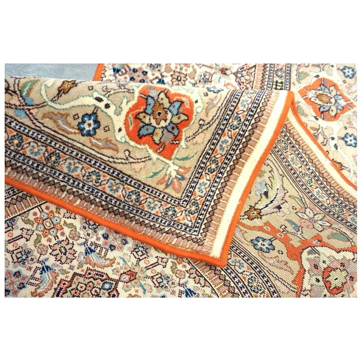 Vintage Persian Tabriz Taba Tabai Wool 3x10 Orange & Ivory Handmade Runner Rug #1144062
