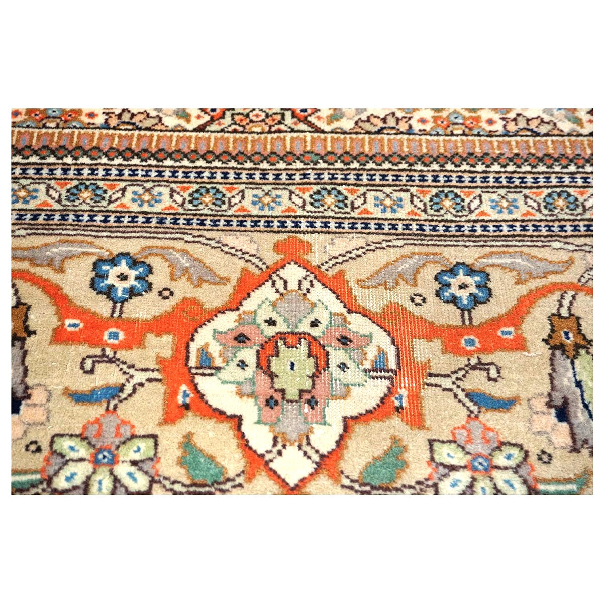 Vintage Persian Tabriz Taba Tabai Wool 3x10 Orange & Ivory Handmade Runner Rug #1144062