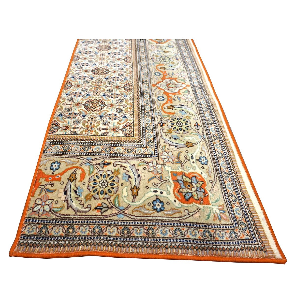 Vintage Persian Tabriz Taba Tabai Wool 3x10 Orange & Ivory Handmade Runner Rug #1144062
