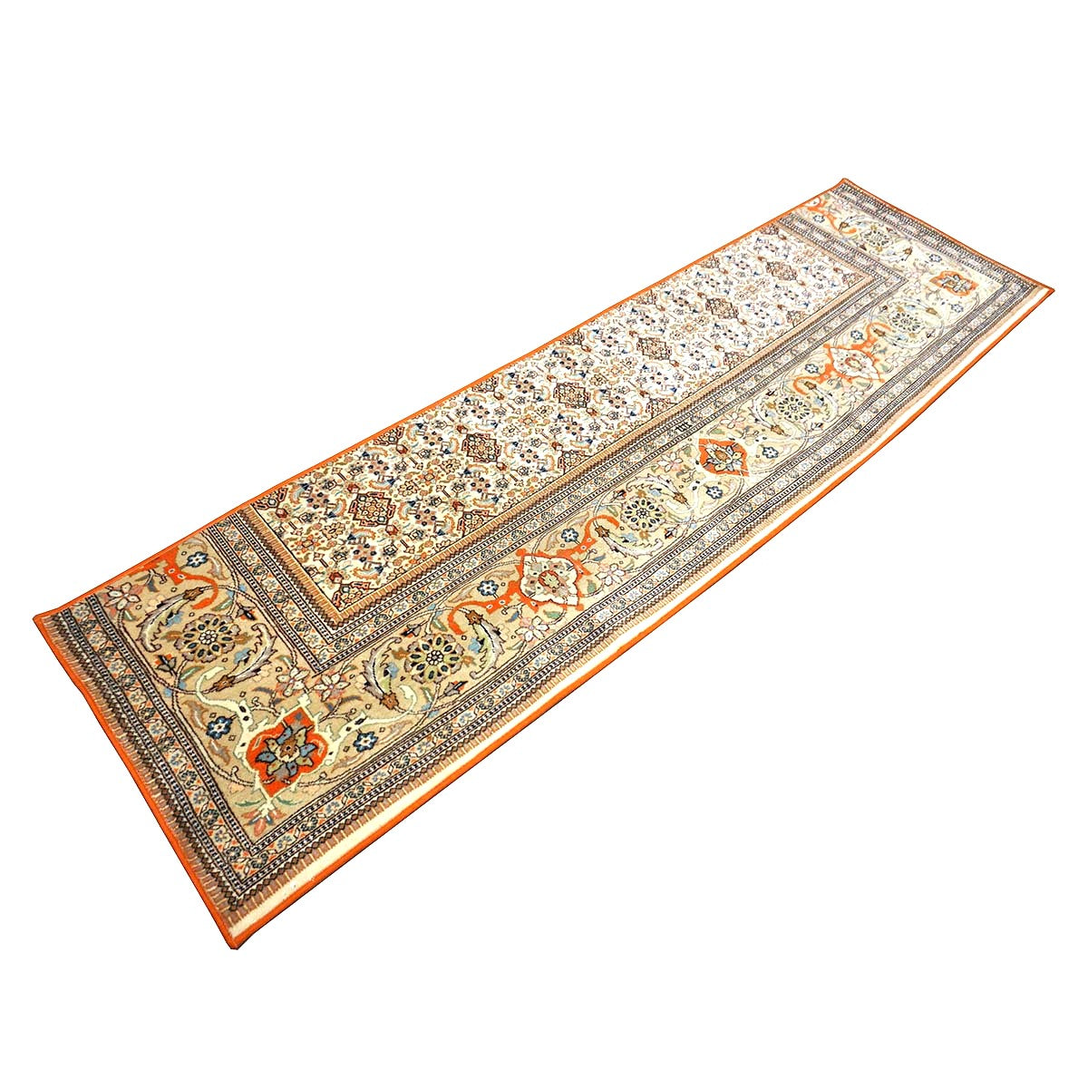 Vintage Persian Tabriz Taba Tabai Wool 3x10 Orange & Ivory Handmade Runner Rug #1144062