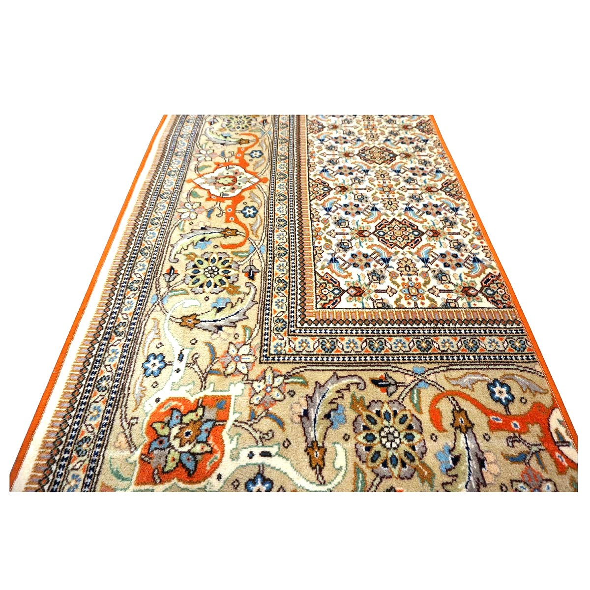 Vintage Persian Tabriz Taba Tabai Wool 3x10 Orange & Ivory Handmade Runner Rug #1144062