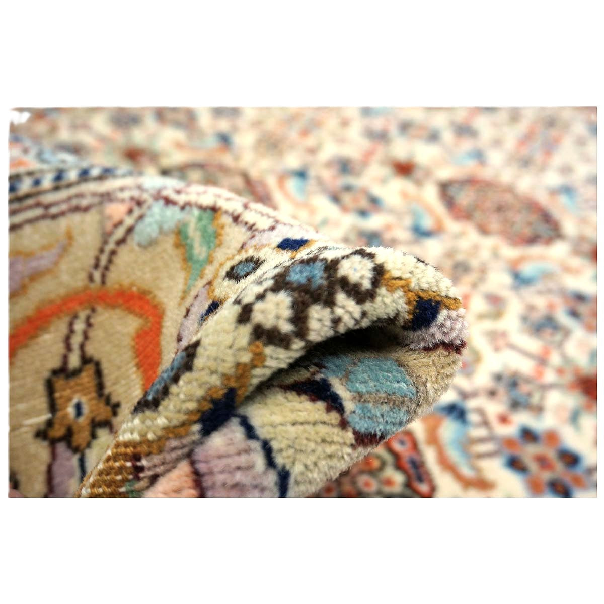Vintage Persian Tabriz Taba Tabai Wool 3x10 Orange & Ivory Handmade Runner Rug #1144063