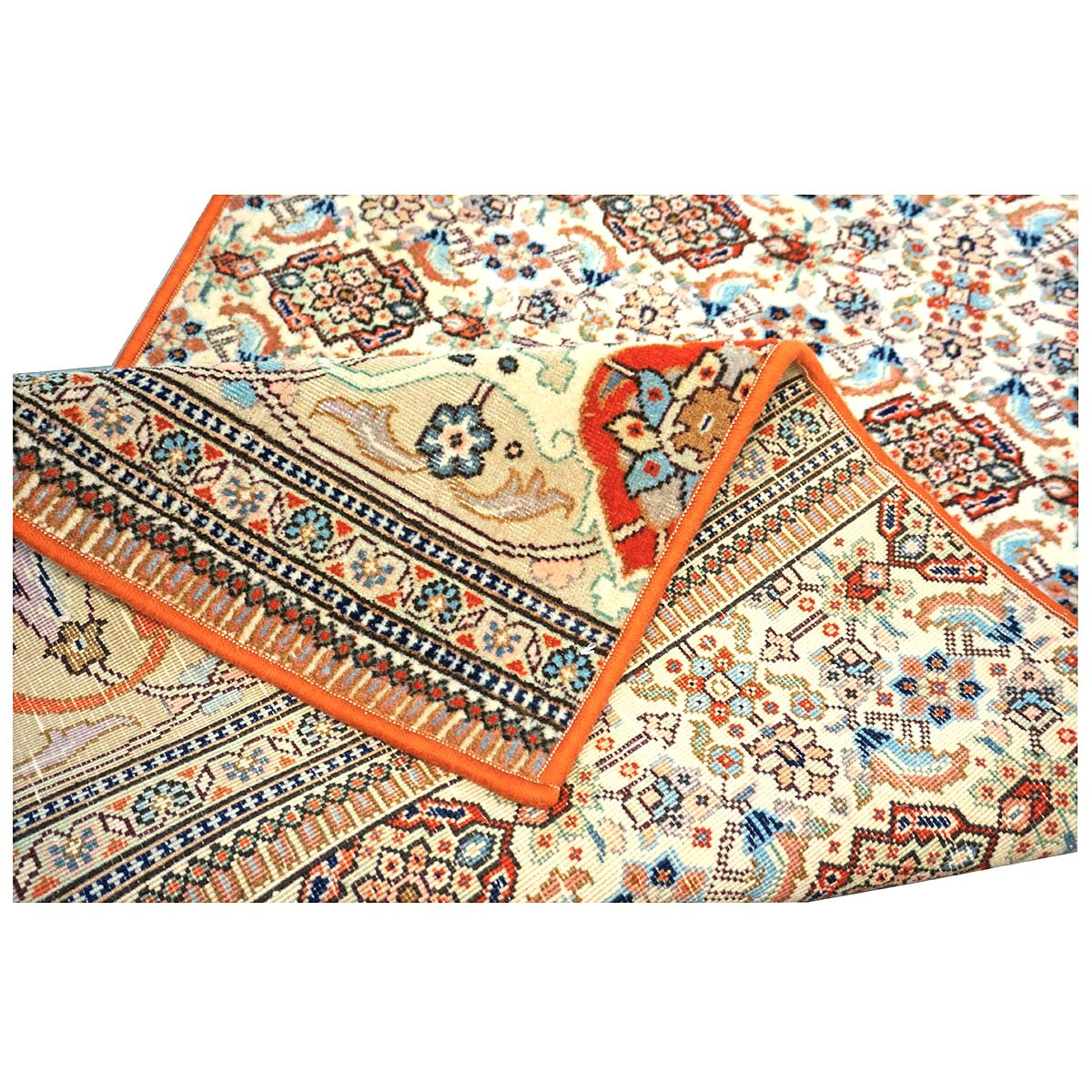 Vintage Persian Tabriz Taba Tabai Wool 3x10 Orange & Ivory Handmade Runner Rug #1144063
