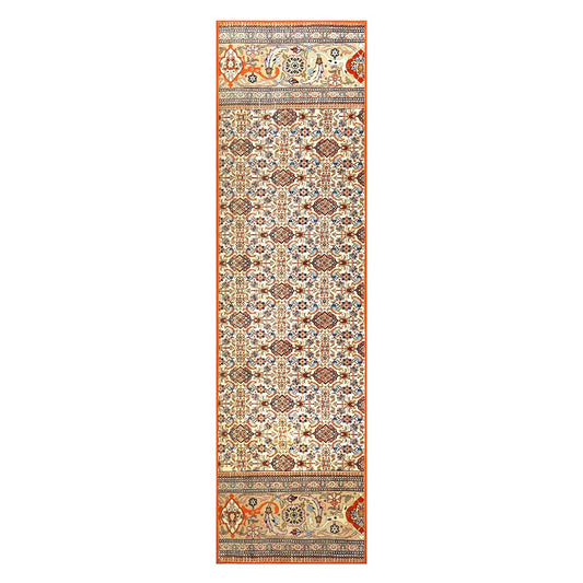 Vintage Persian Tabriz Taba Tabai Wool 3x10 Orange & Ivory Handmade Runner Rug #1144063