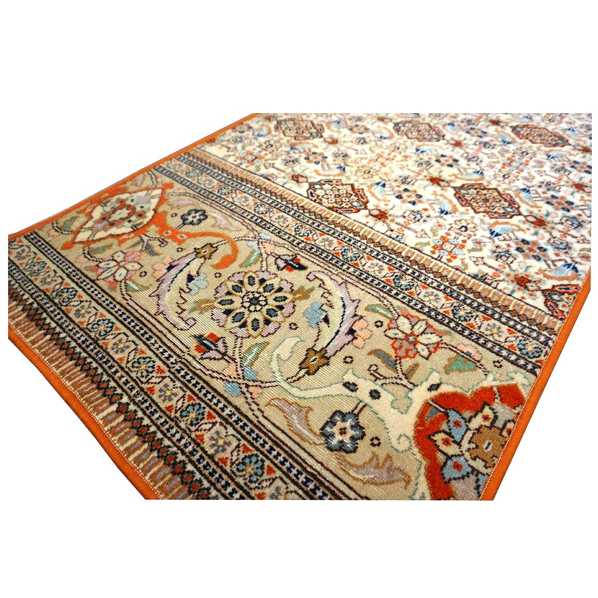 Vintage Persian Tabriz Taba Tabai Wool 3x10 Orange & Ivory Handmade Runner Rug #1144063