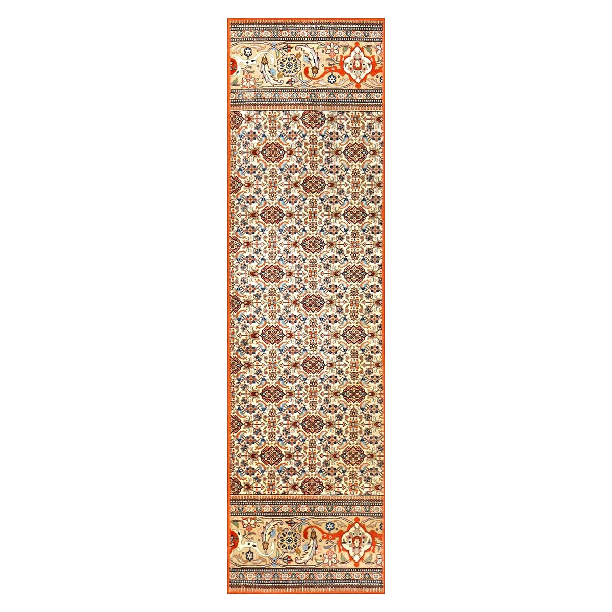 Vintage Persian Tabriz Taba Tabai Wool 3x10 Orange & Ivory Handmade Runner Rug #1144064