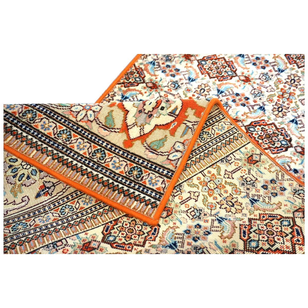 Vintage Persian Tabriz Taba Tabai Wool 3x10 Orange & Ivory Handmade Runner Rug #1144064