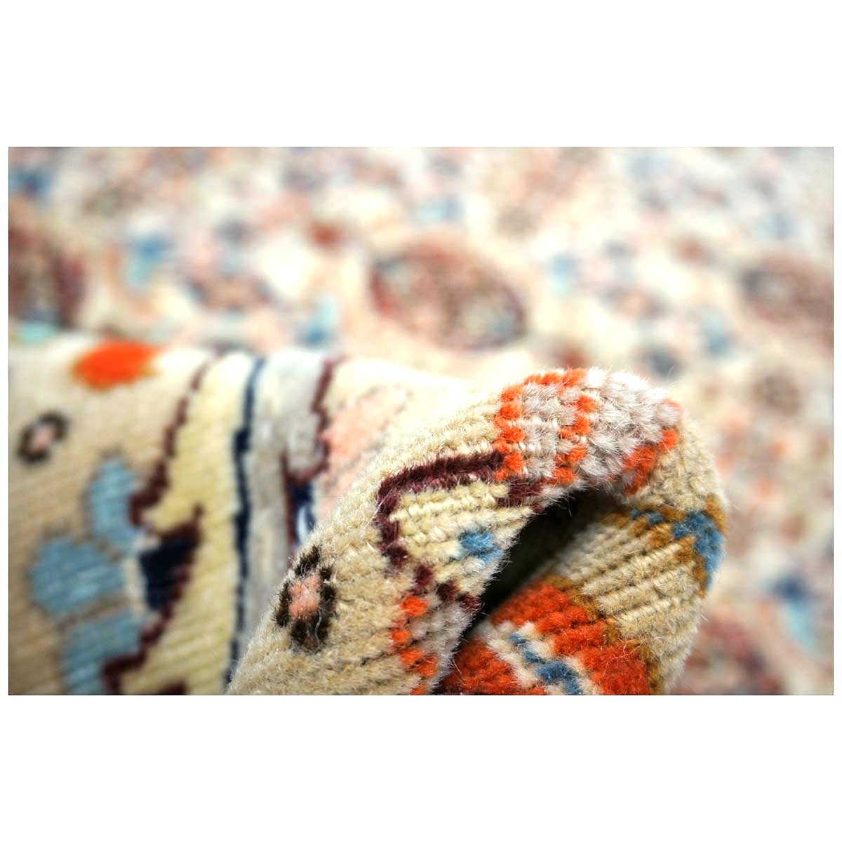 Vintage Persian Tabriz Taba Tabai Wool 3x10 Orange & Ivory Handmade Runner Rug #1144064