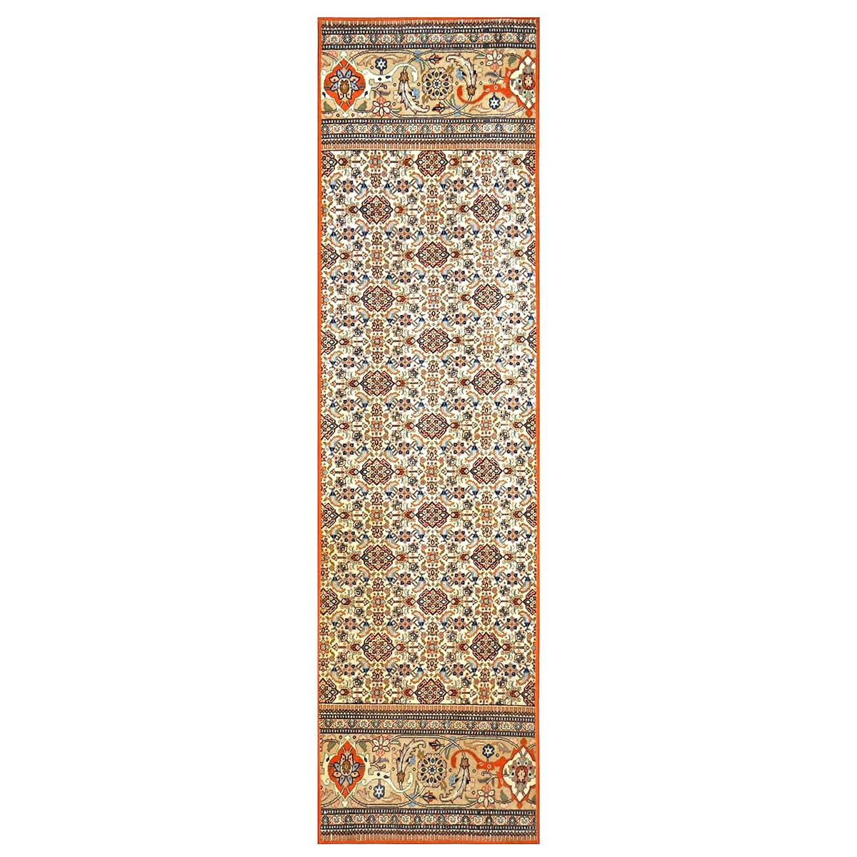 Vintage Persian Tabriz Taba Tabai Wool 3x10 Orange & Ivory Handmade Runner Rug #1144065