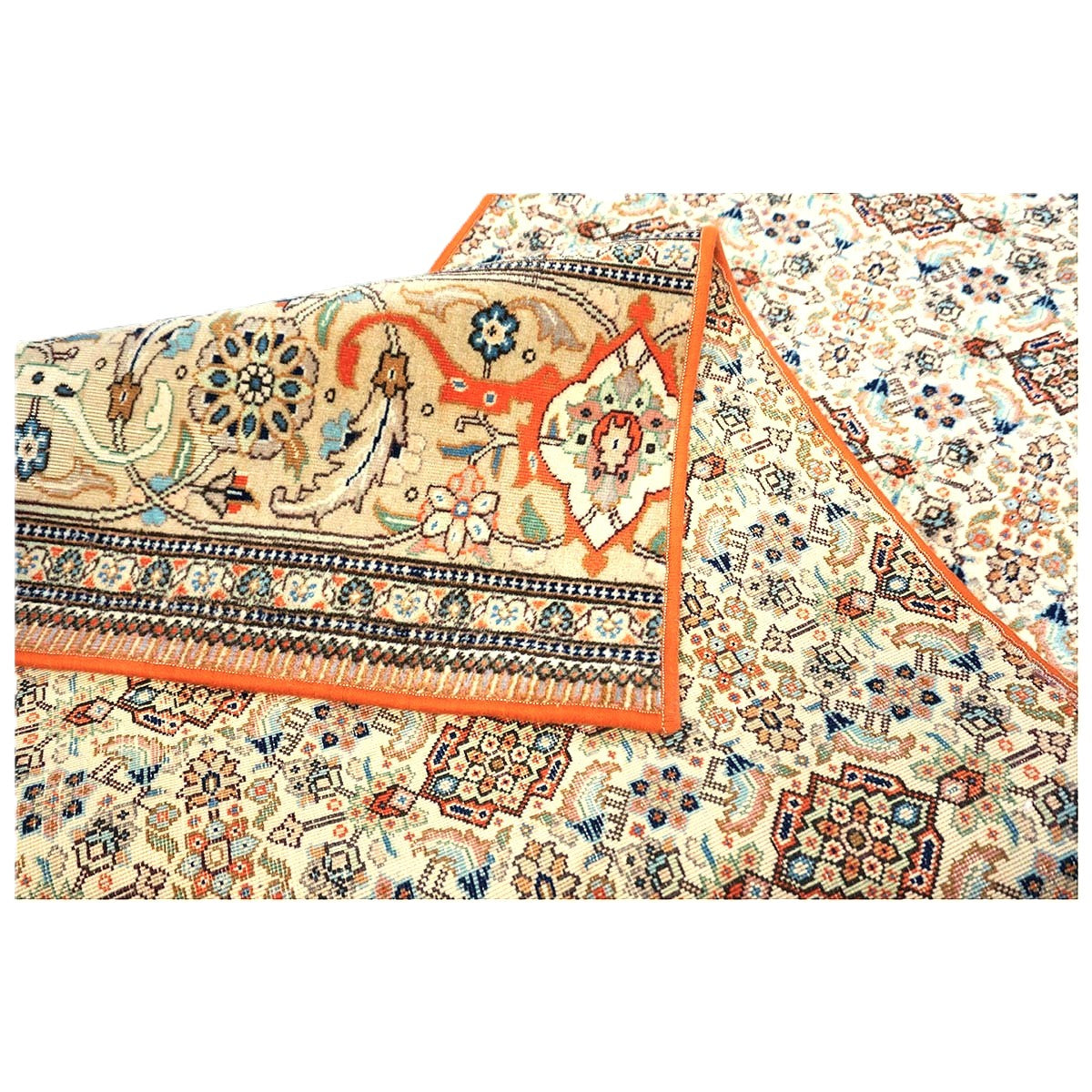 Vintage Persian Tabriz Taba Tabai Wool 3x10 Orange & Ivory Handmade Runner Rug #1144065