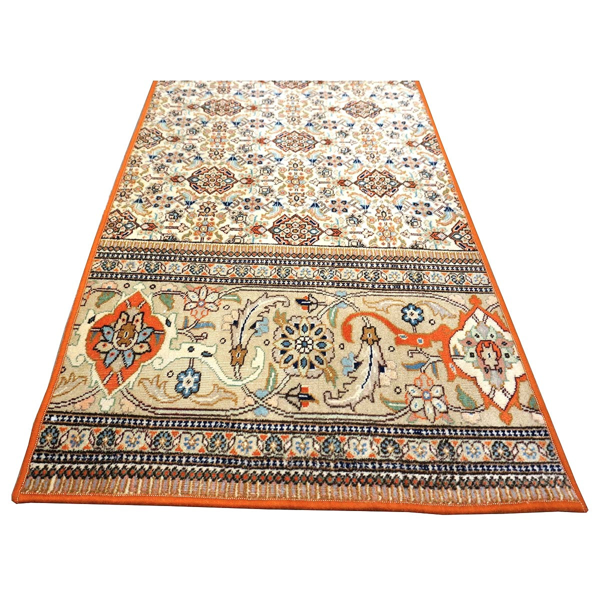 Vintage Persian Tabriz Taba Tabai Wool 3x10 Orange & Ivory Handmade Runner Rug #1144065