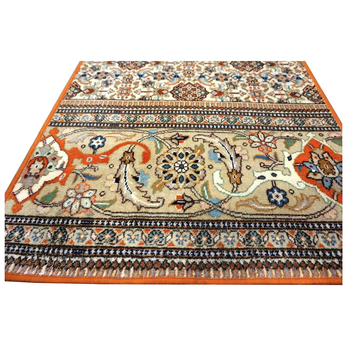 Vintage Persian Tabriz Taba Tabai Wool 3x10 Orange & Ivory Handmade Runner Rug #1144065