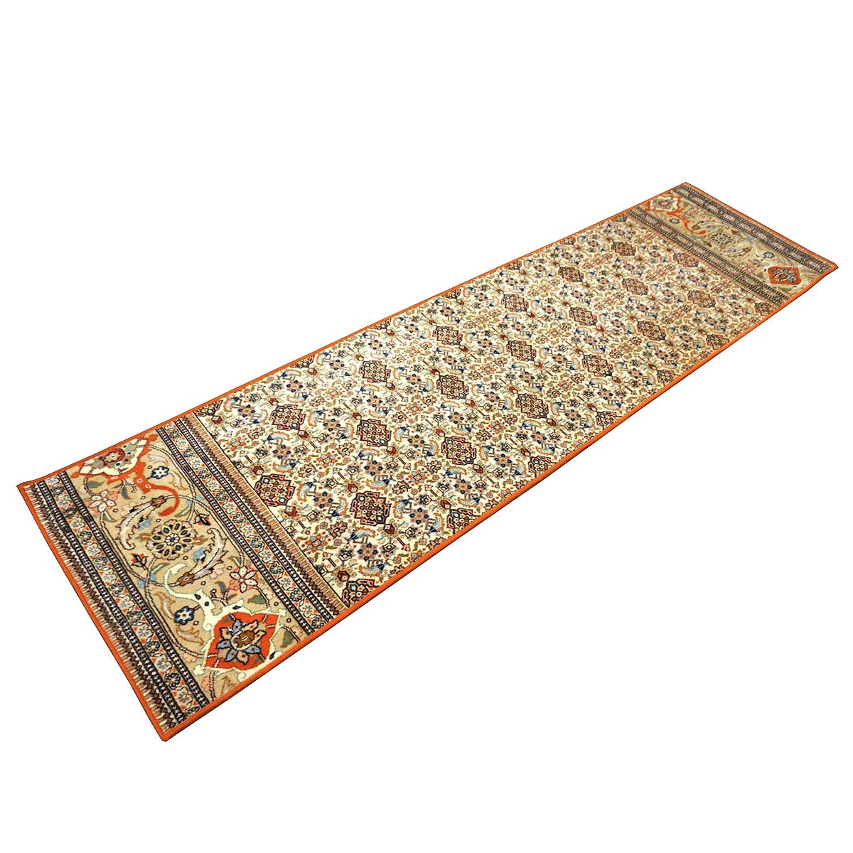 Vintage Persian Tabriz Taba Tabai Wool 3x10 Orange & Ivory Handmade Runner Rug #1144065