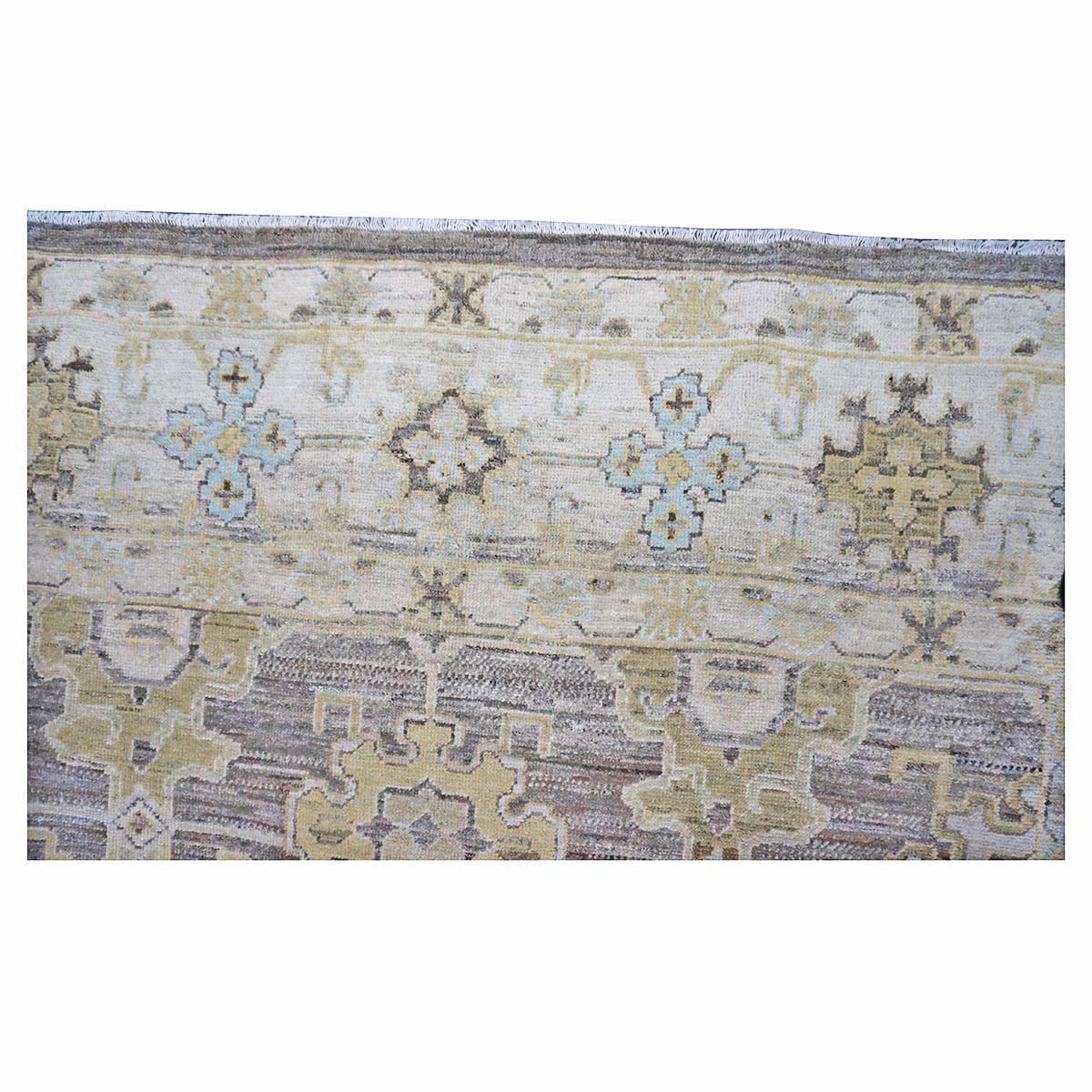 21st Century Turkish Oushak Wool 8x12 Charcoal, Yellow, & Light Grey Handmade Area Rug #1144069