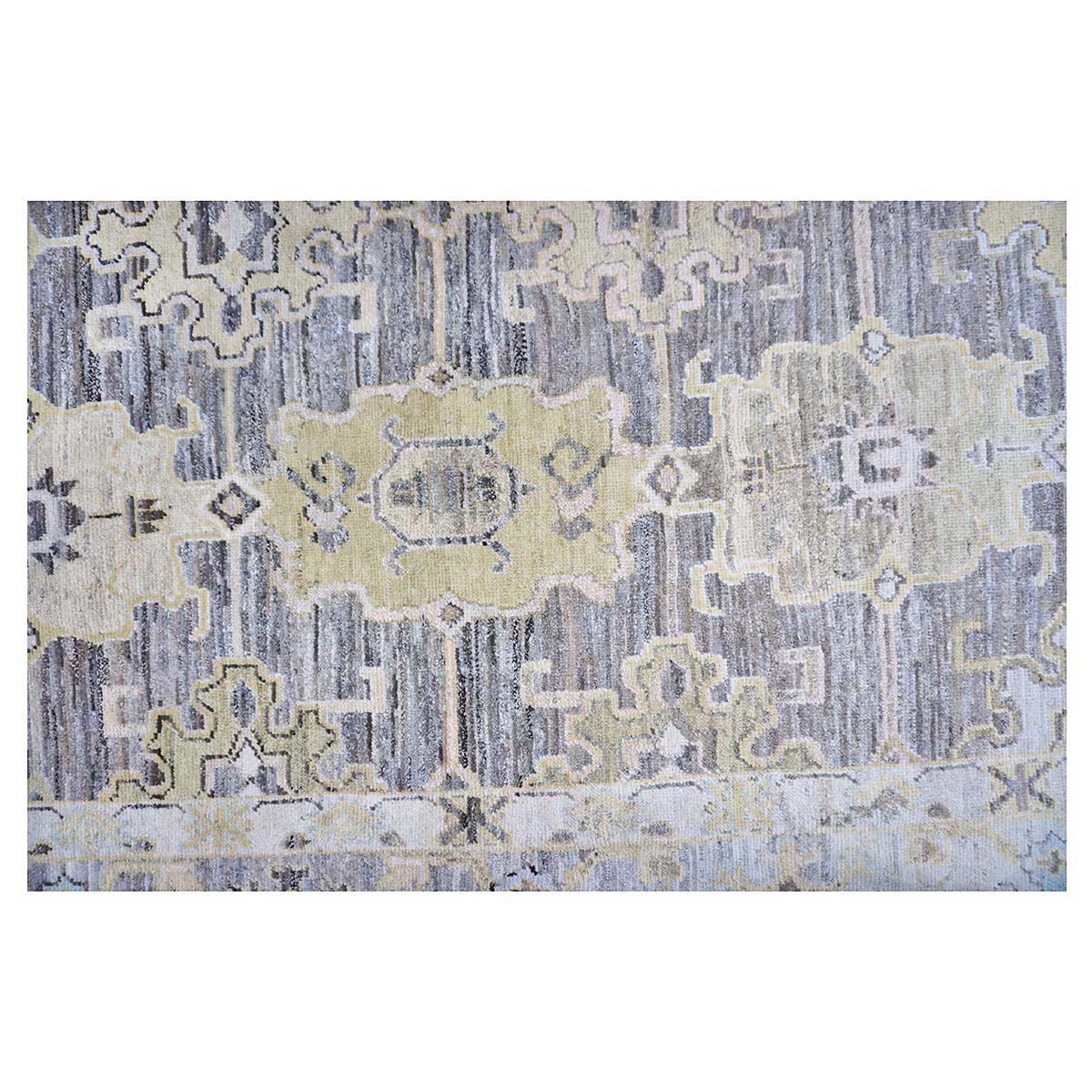 21st Century Turkish Oushak Wool 8x12 Charcoal, Yellow, & Light Grey Handmade Area Rug #1144069