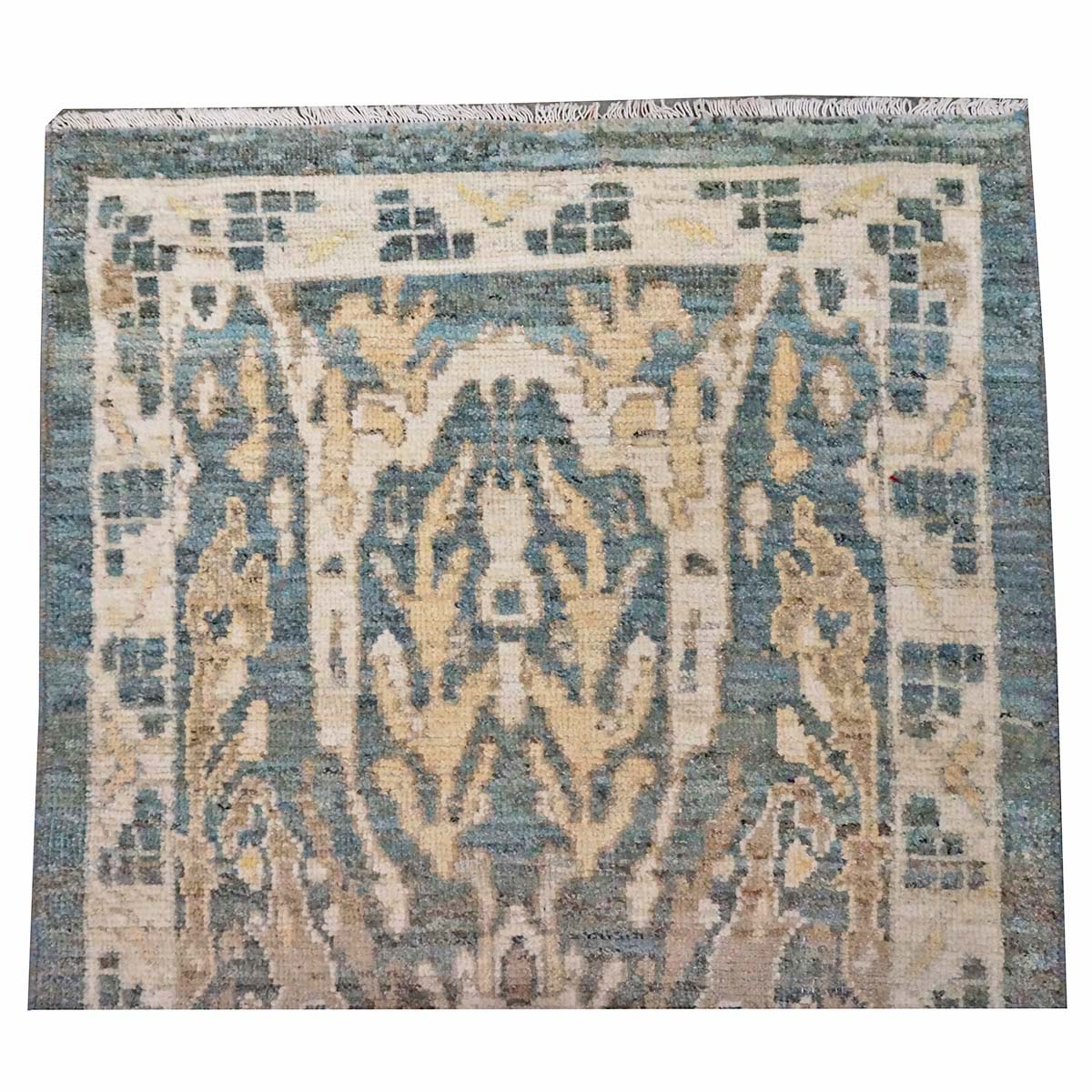 21st Century Persian Sultanabad Master Wool 3x14 Slate Blue, Ivory, & Tan Handmade Runner Rug #1144100