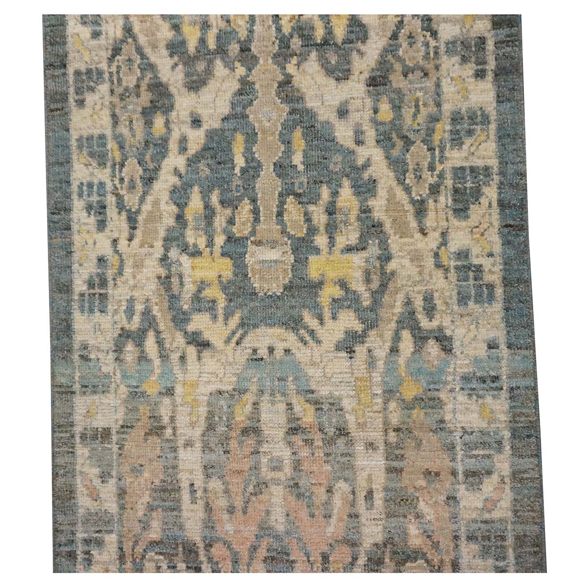 21st Century Persian Sultanabad Master Wool 3x14 Slate Blue, Ivory, & Tan Handmade Runner Rug #1144100