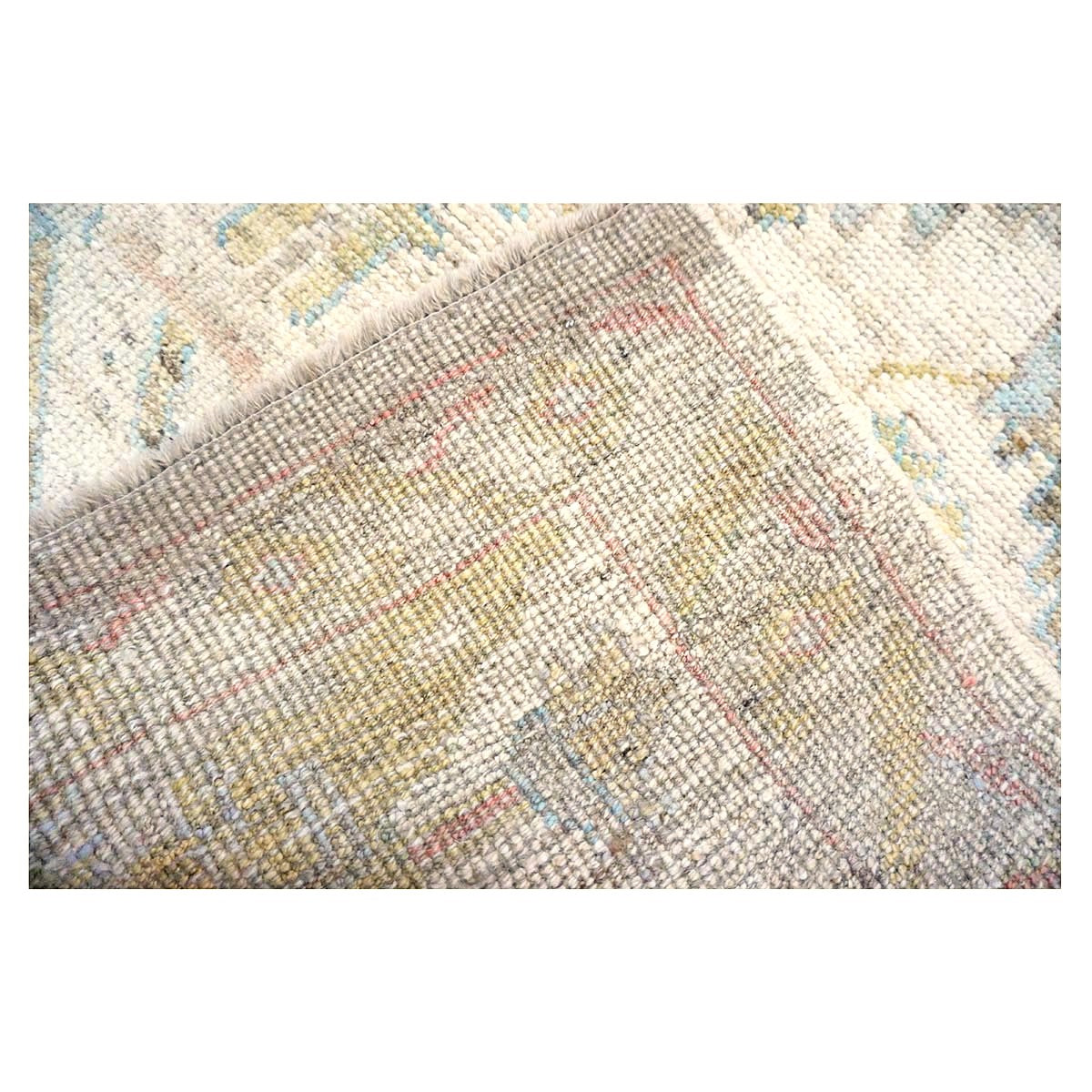 Turkish Oushak Wool 3x19 Ivory & Yellow Handmade Runner Rug #1144104