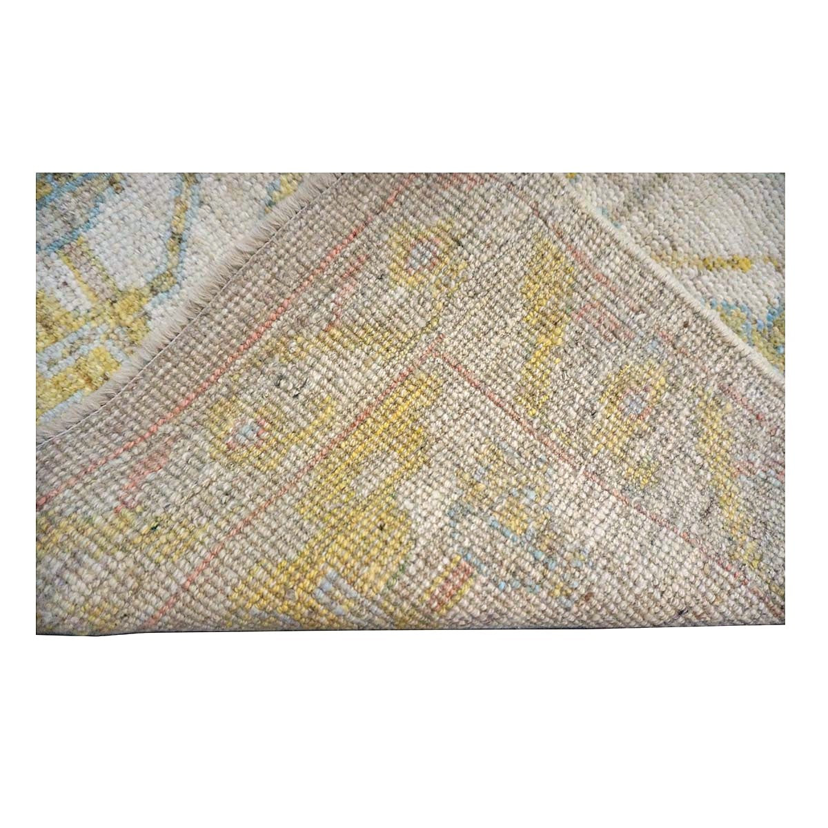 21st Century Turkish Oushak Wool 3X19 Gold & Ivory Handmade Runner Rug #1144106