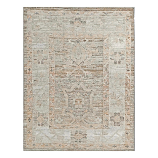 21st Century Turkish Oushak Wool 5X6 Blush, Charcoal & Ivory Handmade Area Rug #1144107