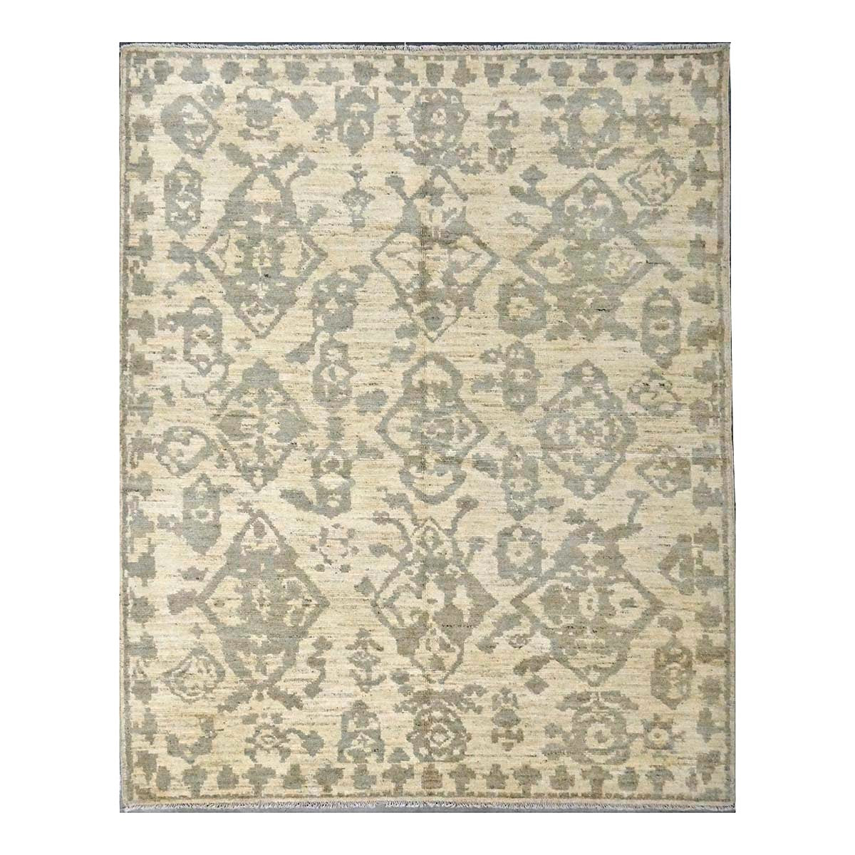 Persian Sultanabad Wool & Silk 5x6 Ivory & Grey Handmade Area Rug #1144108