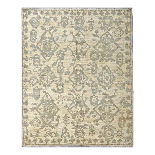 Persian Sultanabad Wool & Silk 5x6 Ivory & Grey Handmade Area Rug #1144108