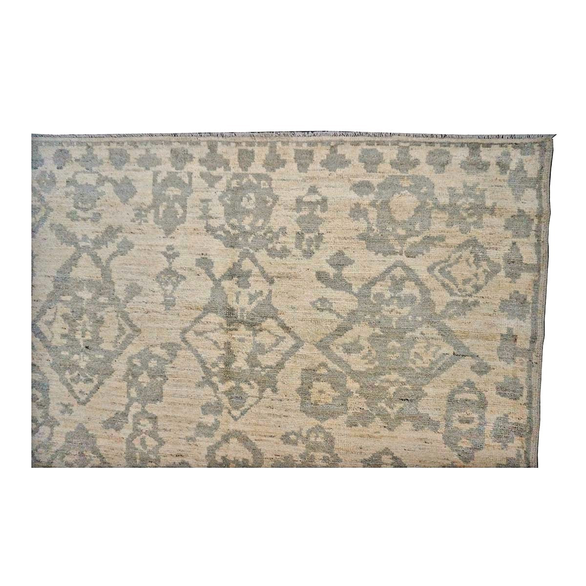 Persian Sultanabad Wool & Silk 5x6 Ivory & Grey Handmade Area Rug #1144108