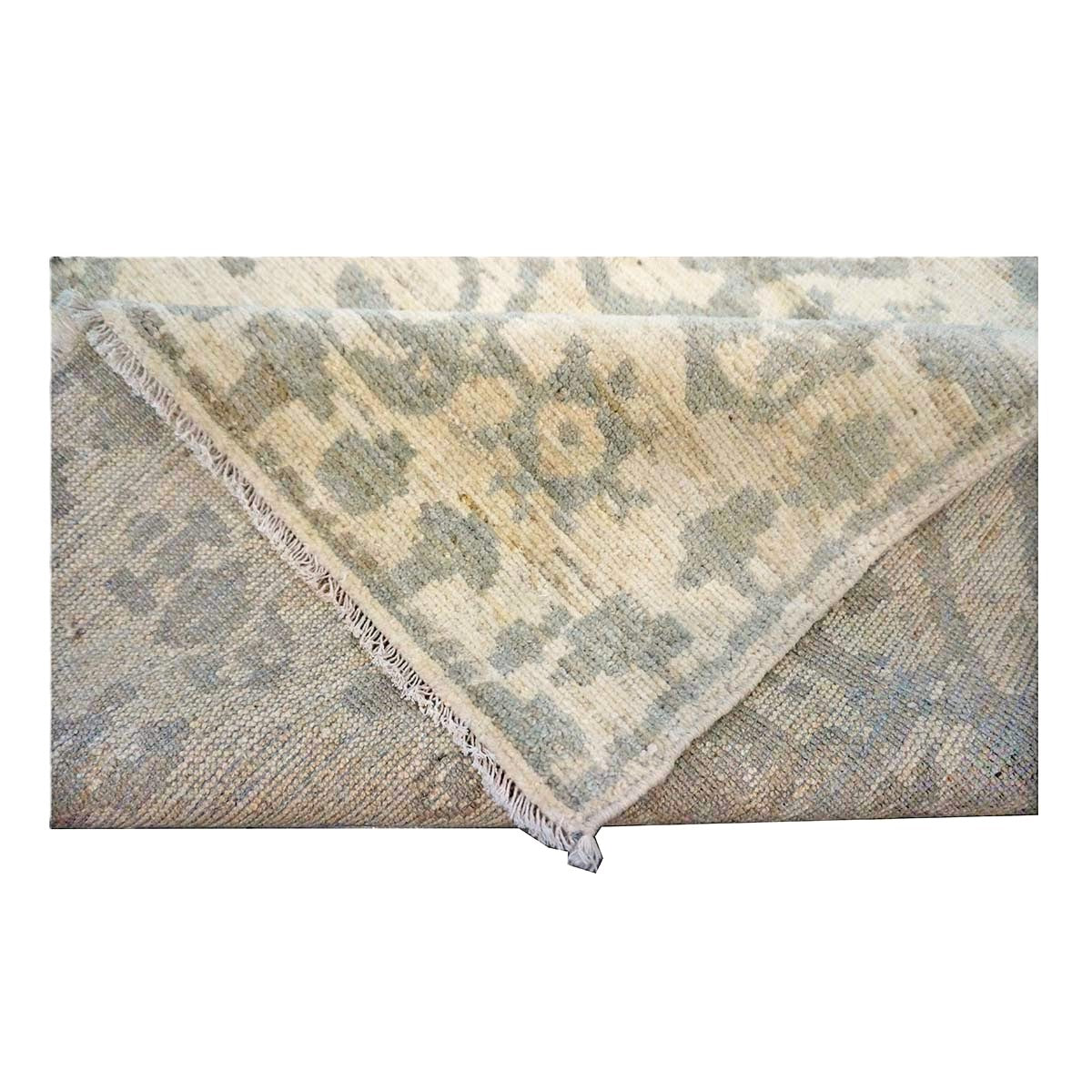 Persian Sultanabad Wool & Silk 5x6 Ivory & Grey Handmade Area Rug #1144108