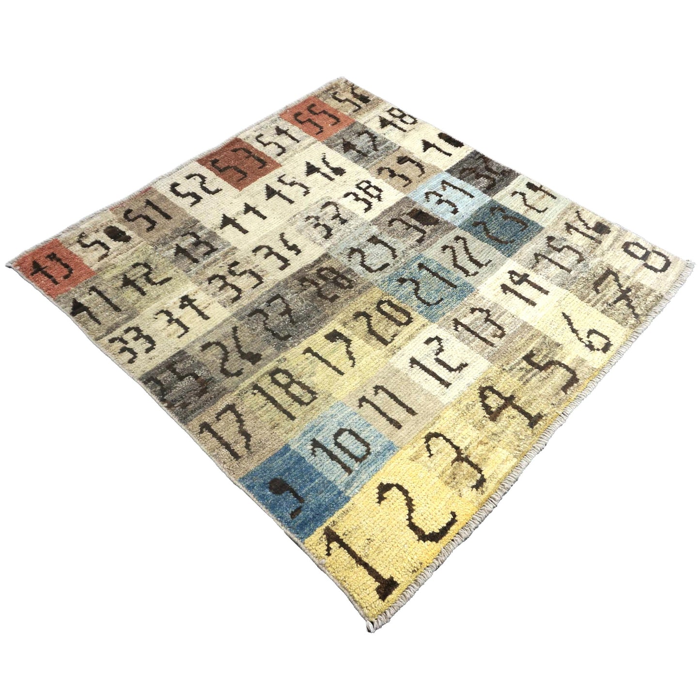 Turkish Oushak Color Sample Wool 3x4 Ivory & Grey Handmade Throw Rug # 1144113