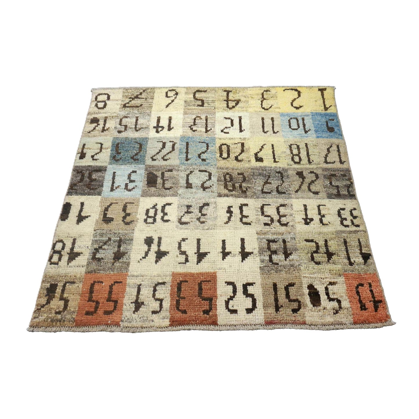 Turkish Oushak Color Sample Wool 3x4 Ivory & Grey Handmade Throw Rug # 1144113