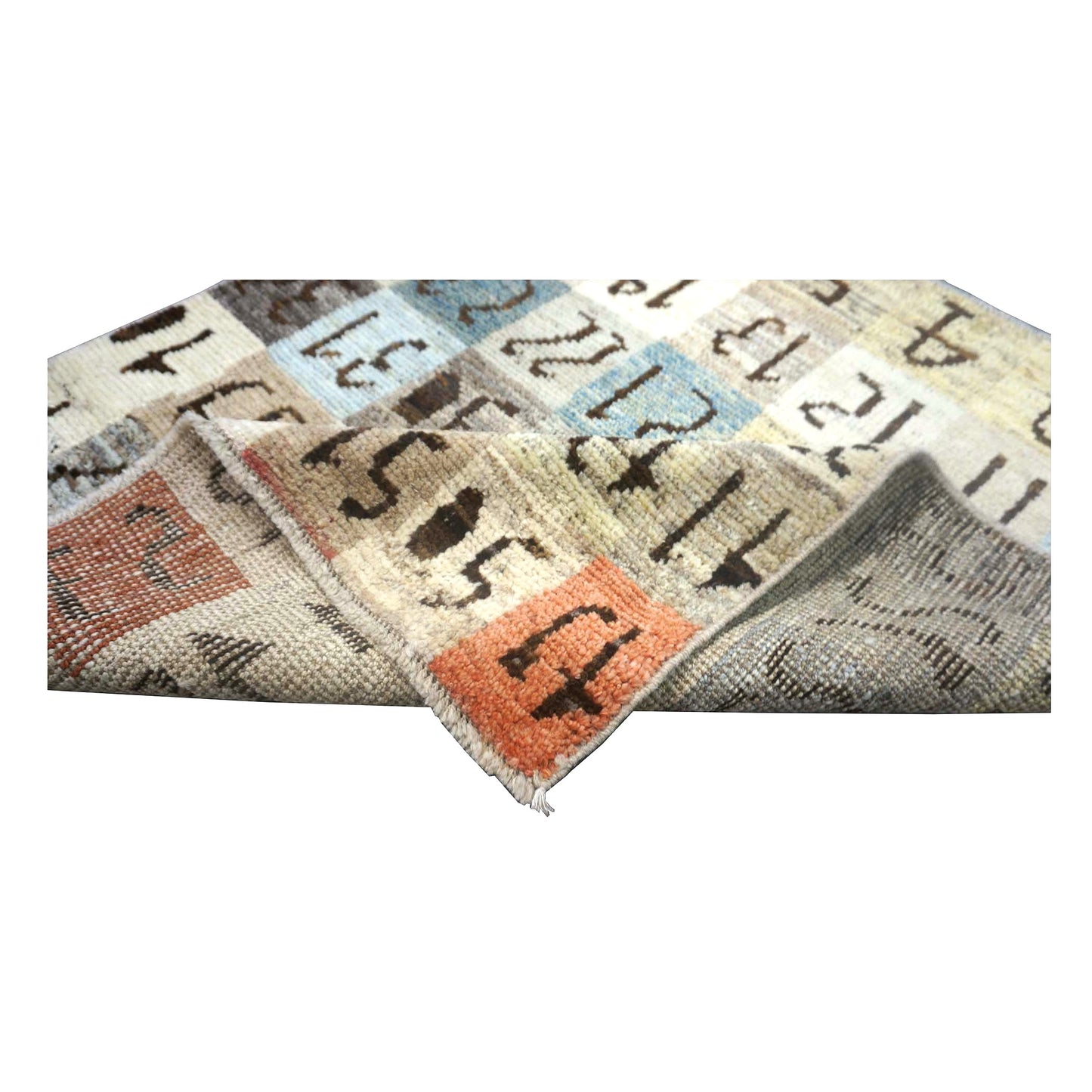 Turkish Oushak Color Sample Wool 3x4 Ivory & Grey Handmade Throw Rug # 1144113