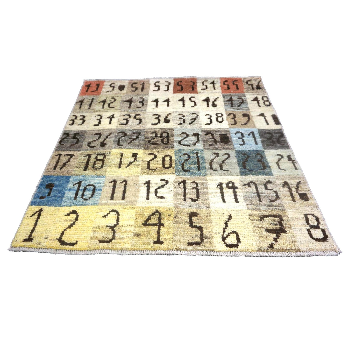 Turkish Oushak Color Sample Wool 3x4 Ivory & Grey Handmade Throw Rug # 1144114