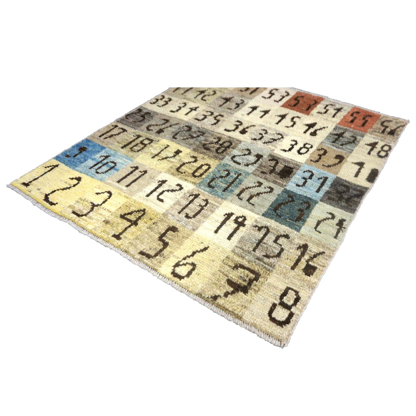Turkish Oushak Color Sample Wool 3x4 Ivory & Grey Handmade Throw Rug # 1144114