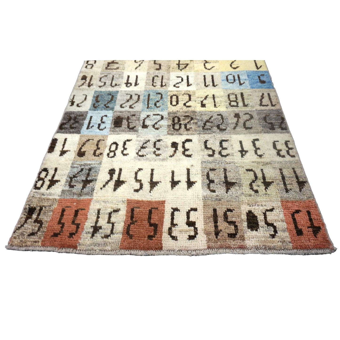 Turkish Oushak Color Sample Wool 3x4 Ivory & Grey Handmade Throw Rug # 1144114