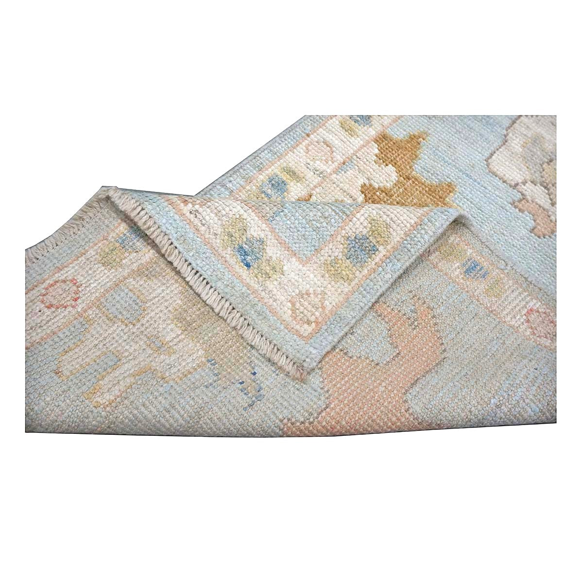 21st Century Turkish Oushak Wool 2X10 Gold, Gray & Ivory, Handmade Runner Rug #1144115
