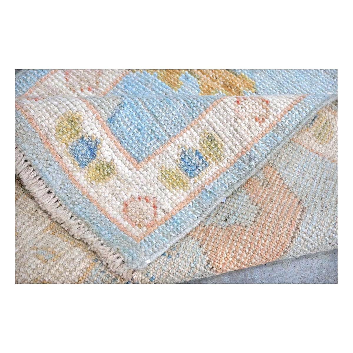21st Century Turkish Oushak Wool 2X9 Gold, Gray & Ivory Handmade Runner Rug #1144117