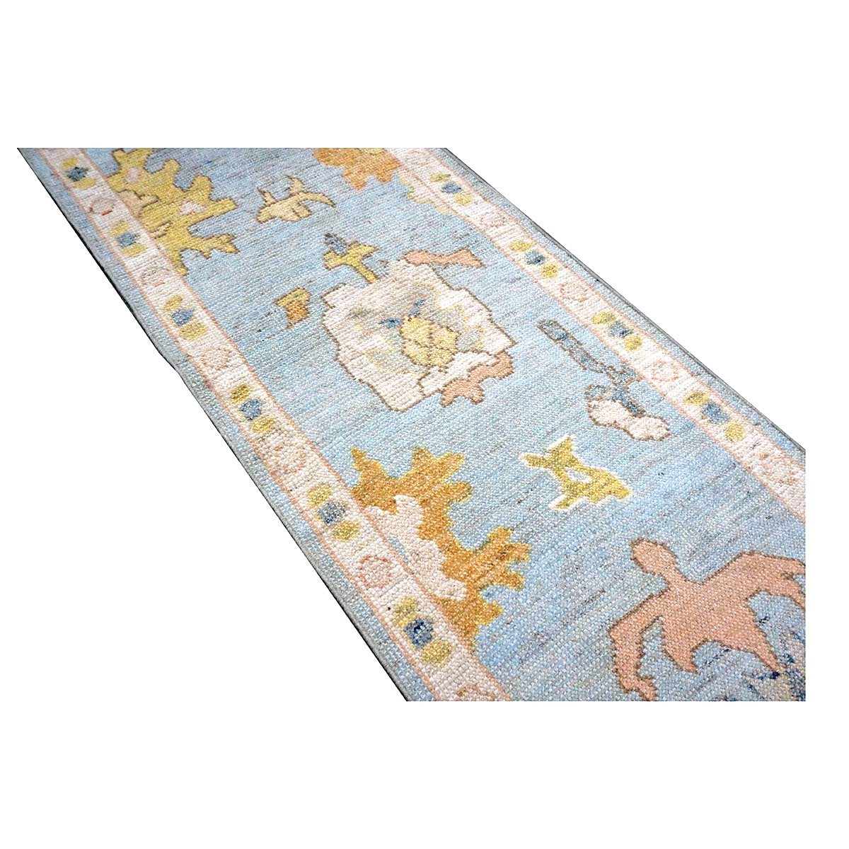 21st Century Turkish Oushak Wool 2X9 Gold, Gray & Ivory Handmade Runner Rug #1144117