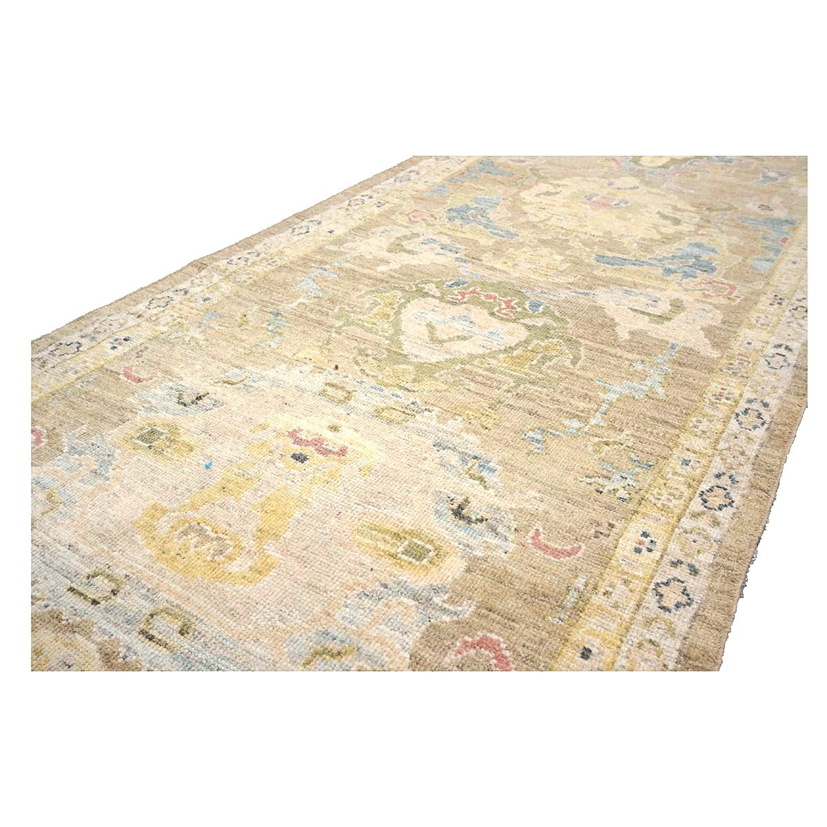 Persian Sultanabad Wool 4x14 Tan & Ivory Handmade Gallery Rug #1144118