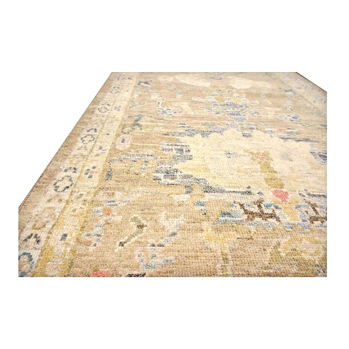 Persian Sultanabad Wool 4x14 Tan & Ivory Handmade Gallery Rug #1144118