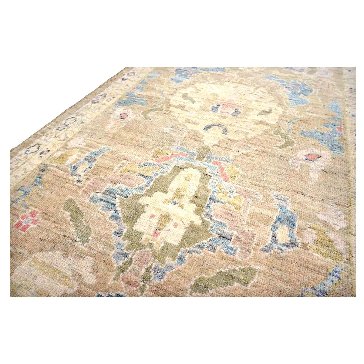 Persian Sultanabad Wool 4x14 Tan & Ivory Handmade Gallery Rug #1144118