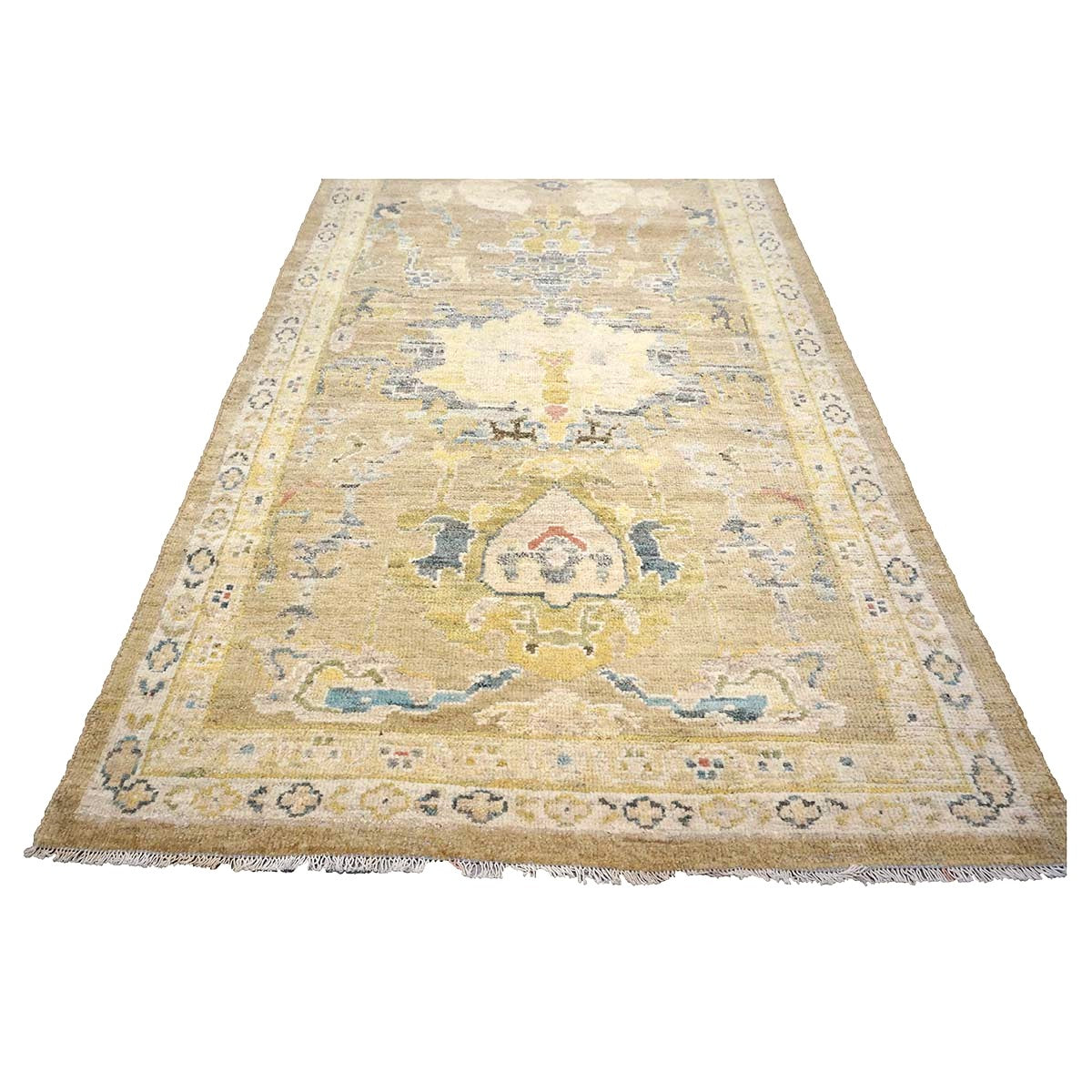 Persian Sultanabad Wool 4x14 Tan & Ivory Handmade Gallery Rug #1144118