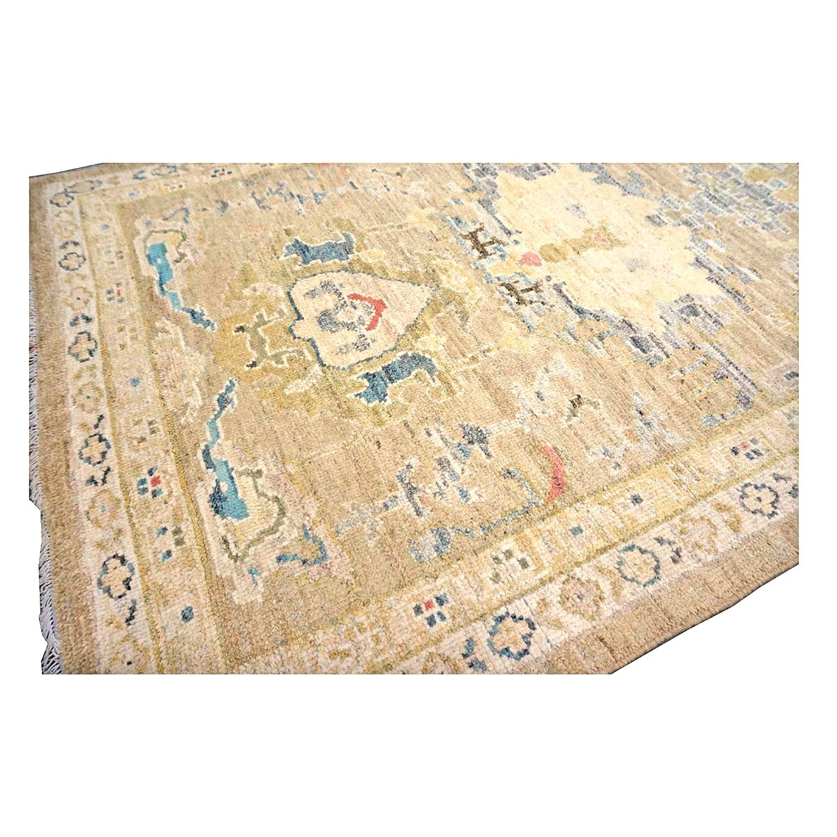 Persian Sultanabad Wool 4x14 Tan & Ivory Handmade Gallery Rug #1144118
