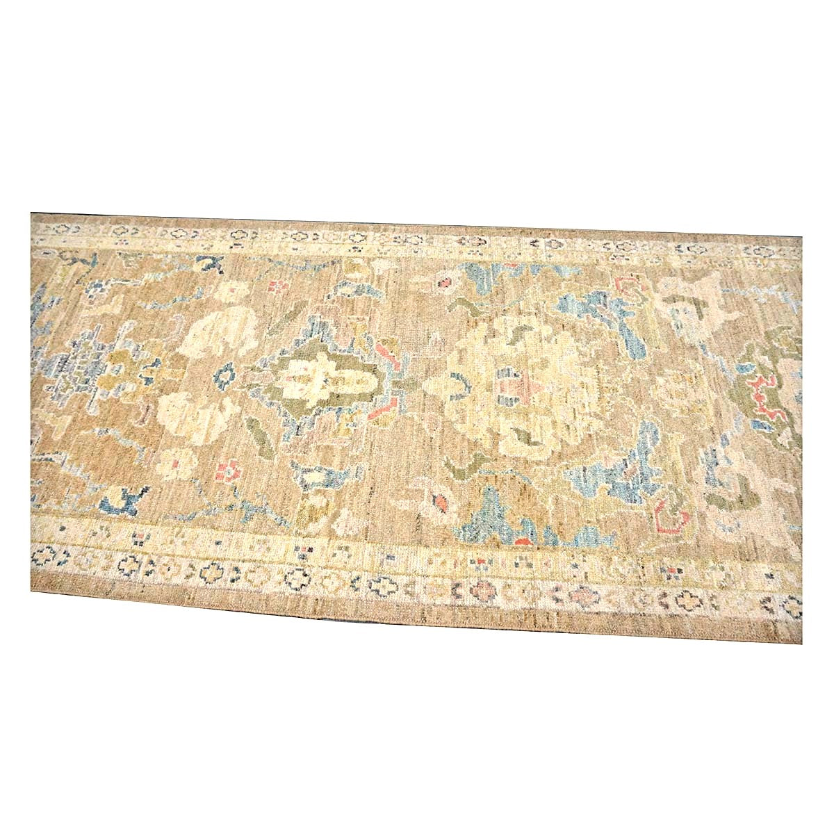 Persian Sultanabad Wool 4x14 Tan & Ivory Handmade Gallery Rug #1144118