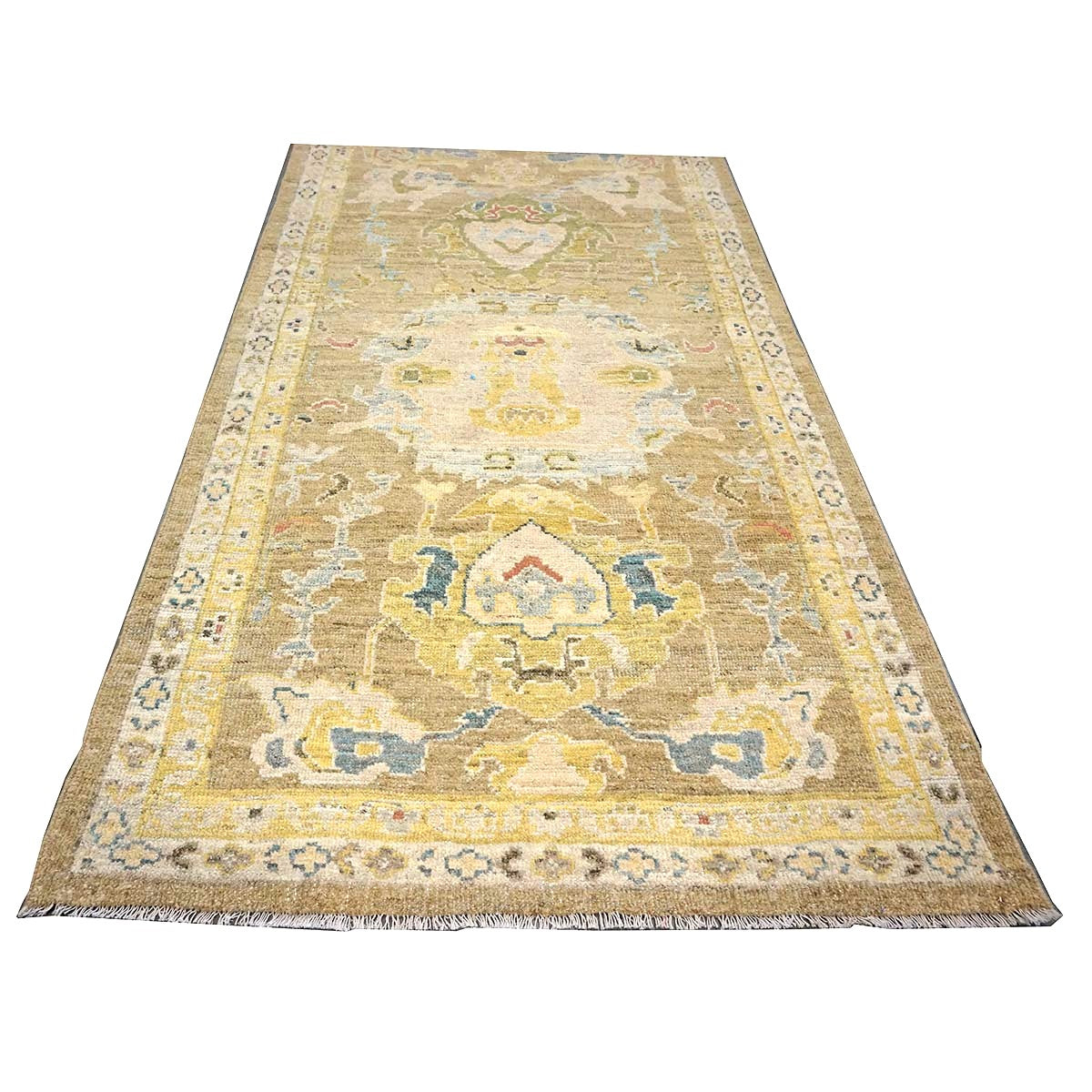 Persian Sultanabad Wool 4x14 Tan & Ivory Handmade Gallery Rug #1144118