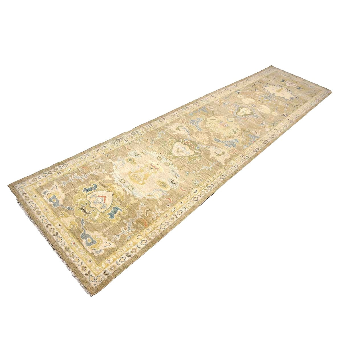 Persian Sultanabad Wool 4x14 Tan & Ivory Handmade Gallery Rug #1144118