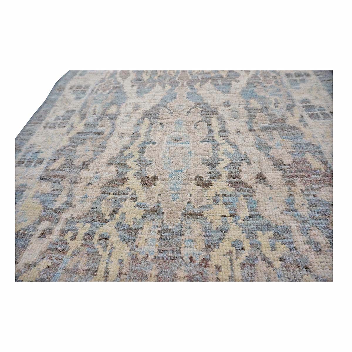 Persian Sultanabad Wool 3x21 Grey, Ivory & Light Blue Handmade Runner Rug #1144119